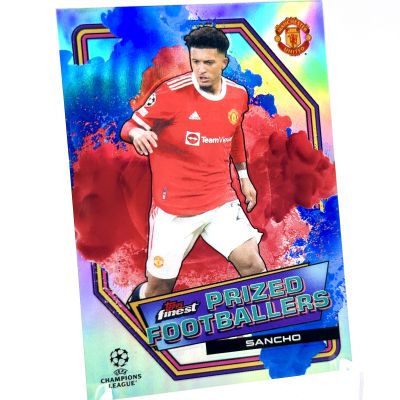 Jadon Sancho 2021-22 Topps Finest UEFA Prized Footballers - BLUE RED FUSION 06/50 #PF-2 Manchester United