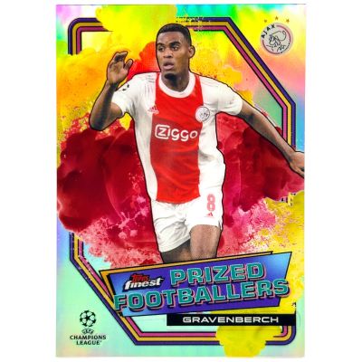 Ryan Gravenberch 2021-22 Topps Finest UCC - Prized Footballers Fusion Yellow/Red #PFF-11 Ajax Amsterdam