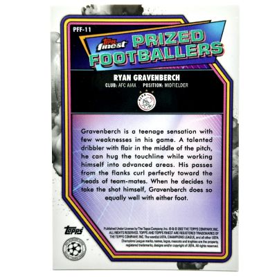 Ryan Gravenberch 2021-22 Topps Finest UCC - Prized Footballers Fusion Yellow/Red #PFF-11 Ajax Amsterdam