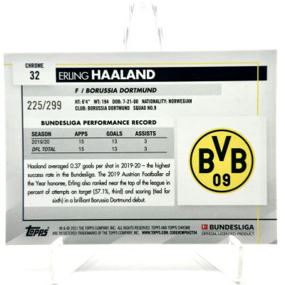Erling Haaland 2020-21 Topps Chrome Bundesliga - Rookie PURPLE 225/299 #32 Borussia Dortmund