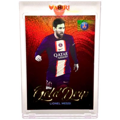 Lionel Messi 2022-23 Topps PSG Team Set GOLD DRIP RED Red 2/5 #48 PSG