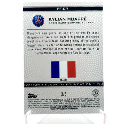 Kylian Mbappe 2022-23 Topps Flags of Foundation UCL - RED STARBALL 3/5 #FF-07 PSG