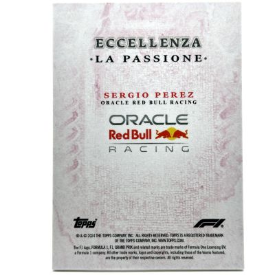 Sergio Perez 2024 Topps Formula 1 Eccellenza - La Passione PINK 62/75 Red Bull Racing