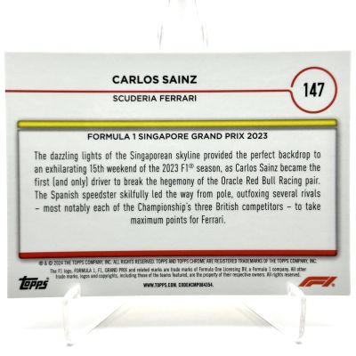 Carlos Sainz 2024 Topps Chrome Formula 1 - Grand Prix Winner GOLD Checker Flag Refractor 43/50 #147 Ferrari