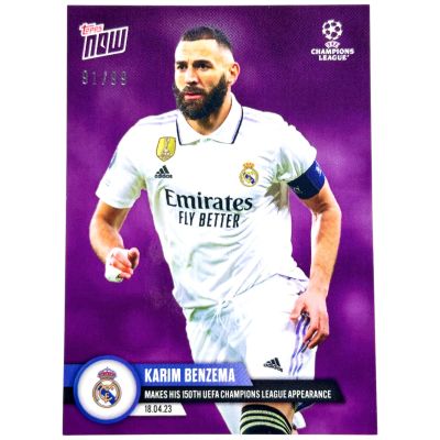 Karim Benzema 2023 Topps Now - 150 UCL Game PURPLE 91/99 #101 Real Madrid