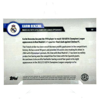 Karim Benzema 2023 Topps Now - 150 UCL Game PURPLE 91/99 #101 Real Madrid