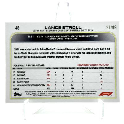 Lance Stroll 2022 Topps Chrome Formula 1 - Green Ray Wave Refractor 21/99 #49 Aston Martin