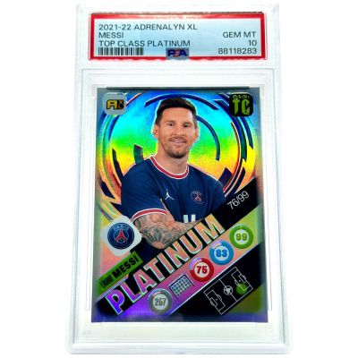 Lionel Messi 2021-22 Panini Adrenalyn XL Top Class - Platinum 76/99 PSG PSA 10