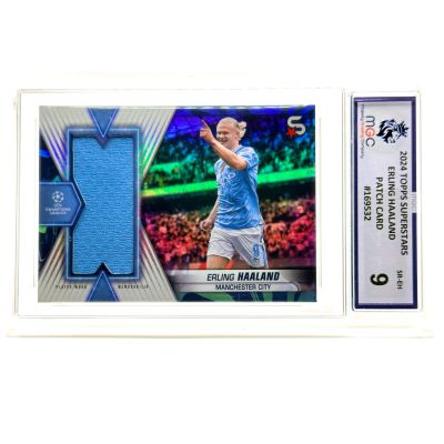 Erling Haaland 2023-24 Topps UEFA Superstars - Player Worn Higher Relic SP CASE HIT #SR-EH Manchester City MGC 9