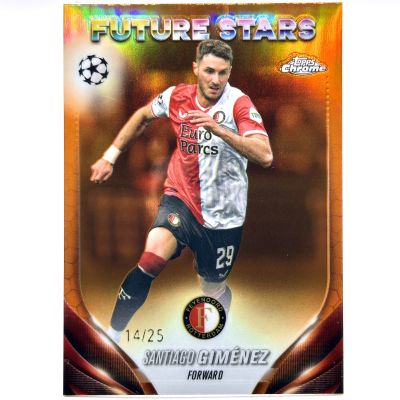 Santiago Gimenez 2023-24 Topps Chrome UCL - Future Stars ORANGE 14/25 #195 Feyenoord