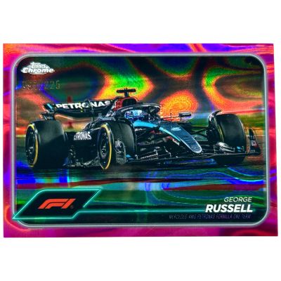 George Russel 2024 Topps Chrome Formula 1 - Pole Position Fuchsia Lava Refractor 091/225 #77 Mercedes