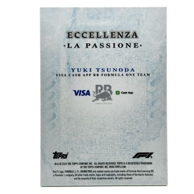Yuki Tsunoda 2024 Topps F1 Eccellenza - La Passione BLUE 24/49 Visa Cash APP
