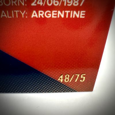 Lionel Messi 2021-22 Topps Signature Celebrations #31 48/75. Aqua Foil PSG