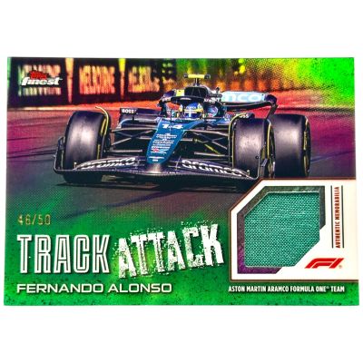 Fernando Alonso 2024 Topps Finest Formula 1 - Track Attack RELIC Green 46/50 #TAR-ALO Aston Martin