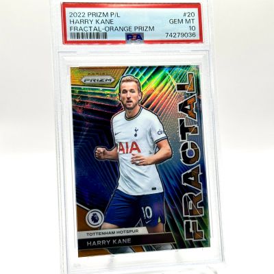 Harry Kane 2022-23 Panini Prizm Premier League soccer FRACTAL ORANGE 13/25 #20 PSA 10 Tottenham