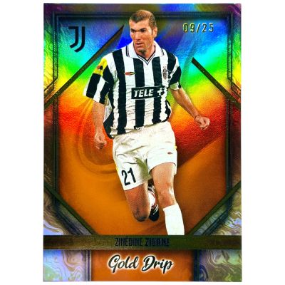 Zinedine Zidane 2023-24 Topps Juventus Team Set - GOLD DRIP ORANGE 09/25 #47 Juventus