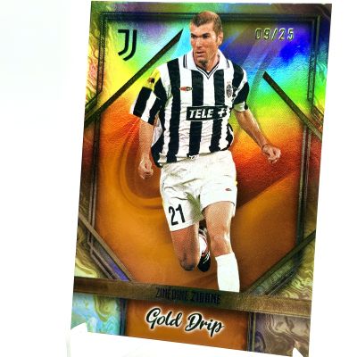 Zinedine Zidane 2023-24 Topps Juventus Team Set - GOLD DRIP ORANGE 09/25 #47 Juventus